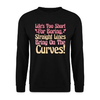 Kurviger Kükenkörper Positiv Zuversichtlich - Unisex Pullover - Schwarz - Vorne - Alina (178cm) & Michal (187cm)