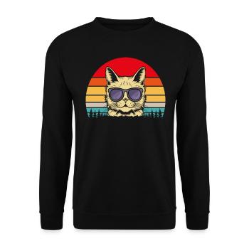 Chat rétro | Amoureux des chats | Cadeau Chat Fan - Sweat-shirt Unisexe - noir - Devant - Alina (178cm) & Michal (187cm)