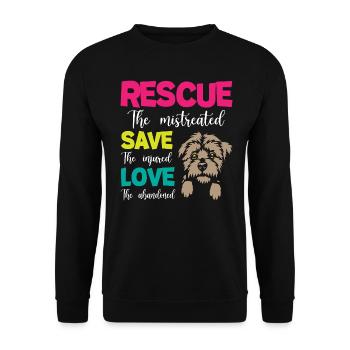 Rescue Save Love Dogs - Unisex Sweatshirt - black - Front - Alina (178cm) & Michal (187cm)