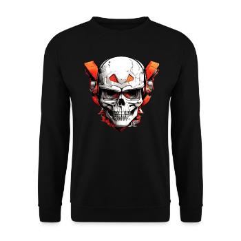Crâne de bande dessinée avec pièces mécaniques rouges - Sweat-shirt Unisexe - noir - Devant - Alina (178cm) & Michal (187cm)