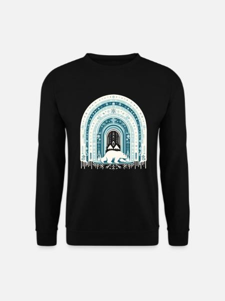 Eisbär im Regenbogen aus Schnee und Eis Skifahren - Unisex Pullover - Schwarz