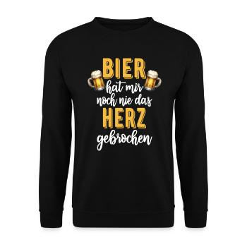 Bier hat mir noch nie das Herz gebrochen - Unisex Pullover - Schwarz - Vorne - Alina (178cm) & Michal (187cm)