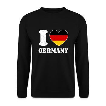 I Love Germany Herz Deutsche Flagge - Unisex Pullover - Schwarz - Vorne - Alina (178cm) & Michal (187cm)