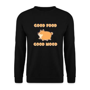 Fat Shiba Inu Dog Eating Thick Wolverine - Unisex Sweatshirt - black - Front - Alina (178cm) & Michal (187cm)