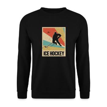 Eishockey Spieler Eishockeyspieler Trainer Retro - Unisex Pullover - Schwarz - Vorne - Alina (178cm) & Michal (187cm)