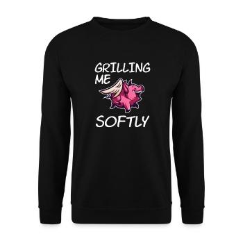 BBQ BBQ Pig Wings Comic Funny Saying - Unisex Sweatshirt - black - Front - Alina (178cm) & Michal (187cm)