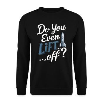 Hebst du überhaupt Funny Model Rocket Scientist ab - Unisex Pullover - Schwarz - Vorne - Alina (178cm) & Michal (187cm)