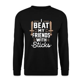 Lustige LARP Freunde Real Life Rollenspiel Cosplay - Unisex Pullover - Schwarz - Vorne - Alina (178cm) & Michal (187cm)