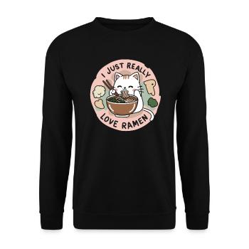 Adorable Cat with Ramen Noodles I Really Love - Unisex Sweatshirt - black - Front - Alina (178cm) & Michal (187cm)