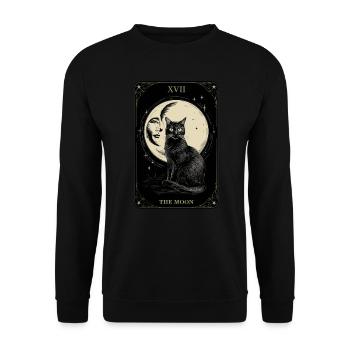 Mysteriöser Mond und schwarze Katze XVII - Unisex Pullover - Schwarz - Vorne - Alina (178cm) & Michal (187cm)