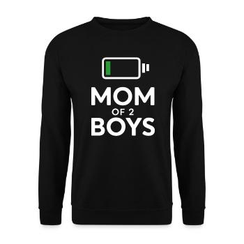 Drôle batterie faible charge Maman de 2 garçons - Sweat-shirt Unisexe - noir - Devant - Alina (178cm) & Michal (187cm)