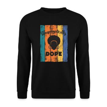 Unverfroren farbenfrohe Afro-Kunst - Unisex Pullover - Schwarz - Vorne - Alina (178cm) & Michal (187cm)