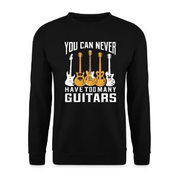 Man kann nie zu viele Gitarren haben - Unisex Pullover - Schwarz - Vorne - Alina (178cm) & Michal (187cm)