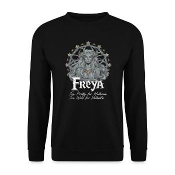 Mythical Viking Queen Freya - Unisex Sweatshirt - black - Front - Alina (178cm) & Michal (187cm)