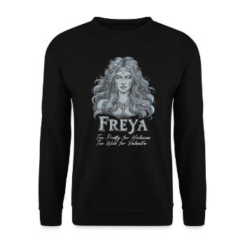 Bezaubernde nordische Göttin Freya mythische Kunst - Unisex Pullover - Schwarz - Vorne - Alina (178cm) & Michal (187cm)