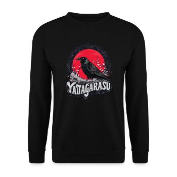 Japanese Mythology Three-Legged Raven Yatagarasu - Unisex Sweatshirt - black - Front - Alina (178cm) & Michal (187cm)