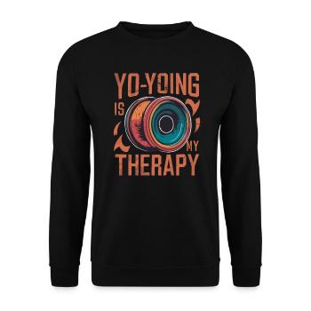 Yo-Yoing Is My Therapy Retro - Unisex Sweatshirt - black - Front - Alina (178cm) & Michal (187cm)