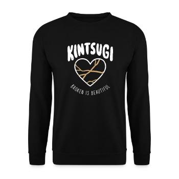 Kintsugi Broken is Beautiful Elegant Kintsukuroi - Unisex Sweatshirt - black - Front - Alina (178cm) & Michal (187cm)