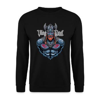 Grimmiger Wikingerkrieger Vater Kunststil - Unisex Pullover - Schwarz - Vorne - Alina (178cm) & Michal (187cm)