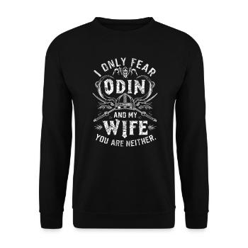 I Only Fear Odin and My Wife Funny Viking - Unisex Sweatshirt - black - Front - Alina (178cm) & Michal (187cm)