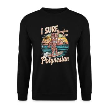 Inspirierend Ich surfe, also bin ich Polynesier - Unisex Pullover - Schwarz - Vorne - Alina (178cm) & Michal (187cm)