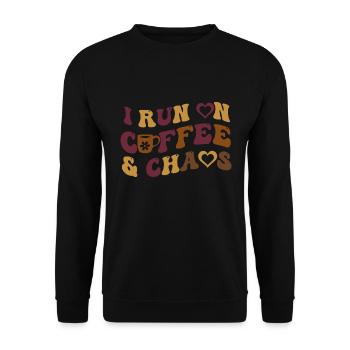 I Run On Coffee & Chaos - Funny coffee saying - Unisex Sweatshirt - black - Front - Alina (178cm) & Michal (187cm)