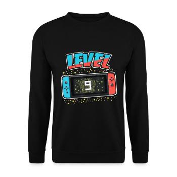 9ème anniversaire Happy Birthday Gamer Gamer Level 9 - Sweat-shirt Unisexe - noir - Devant - Alina (178cm) & Michal (187cm)