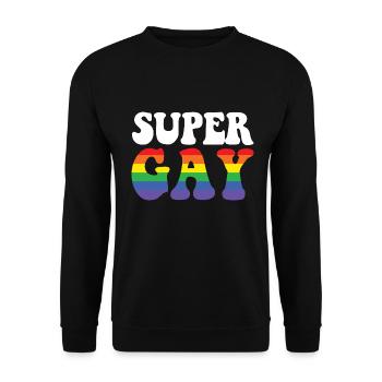 Super Gay Rainbow LGBTQ Gay Pride - Unisex Sweatshirt - black - Front - Alina (178cm) & Michal (187cm)