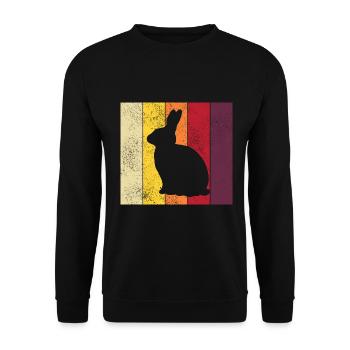 Rabbit Retro Rabbit Easter Gift - Unisex Sweatshirt - black - Front - Alina (178cm) & Michal (187cm)
