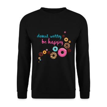 Donut Krapfen Süßigkeit Vintage Retro - Unisex Pullover - Schwarz - Vorne - Alina (178cm) & Michal (187cm)