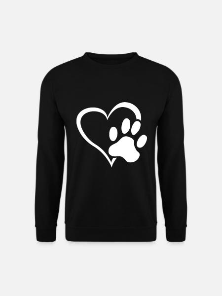 Hundepfote Hund Herz Pfote Hundeliebe Hundehalter - Unisex Pullover - Schwarz