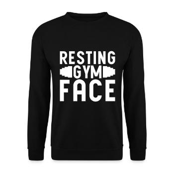 Resting Gym Face - Fitness Spruch - Unisex Pullover - Schwarz - Vorne - Alina (178cm) & Michal (187cm)