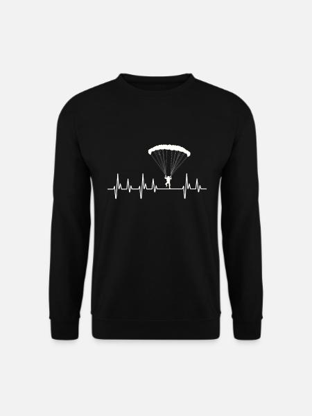 Fallschirm Fallschirmsprung Shirt Herzschlag Mann - Unisex Sweatshirt - black
