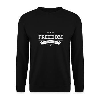 Freiheit ist niemals freie militärische Wertschätzung - Unisex Pullover - Schwarz - Vorne - Alina (178cm) & Michal (187cm)