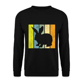 Rabbit Retro Rabbit Easter Gift - Unisex Sweatshirt - black - Front - Alina (178cm) & Michal (187cm)