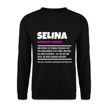 Name Selina Design - Unisex Pullover - Schwarz - Vorne - Alina (178cm) & Michal (187cm)