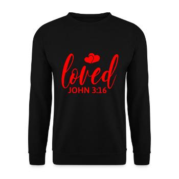 Loved - John 3:16 - Unisex Sweatshirt - black - Front - Alina (178cm) & Michal (187cm)
