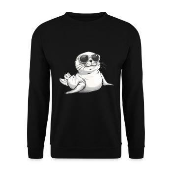 Cool seal avec des lunettes de soleil - Sweat-shirt Unisexe - noir - Devant - Alina (178cm) & Michal (187cm)