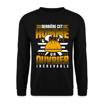 Ouvrier humoristique chantier rigolo homme - Sweat-shirt Unisexe - noir - Devant - Alina (178cm) & Michal (187cm)