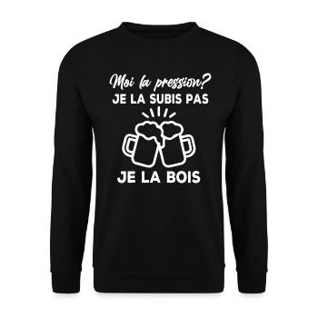 Moi la pression? je la subis pas je la bois - Sweat-shirt Unisexe - noir - Devant - Alina (178cm) & Michal (187cm)