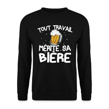 Tout travail mérite sa bière - Sweat-shirt Unisexe - noir - Devant - Alina (178cm) & Michal (187cm)