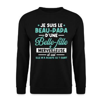 Beau-papa d'une belle-fille merveilleuse - Sweat-shirt Unisexe - noir - Devant - Alina (178cm) & Michal (187cm)