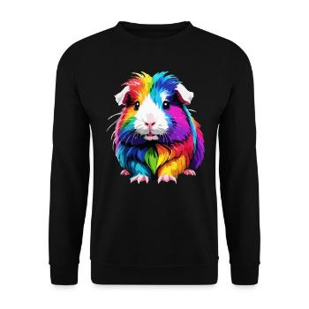 Guinea Pig Pet Rainbow Colorful Cute - Unisex Sweatshirt - black - Front - Alina (178cm) & Michal (187cm)