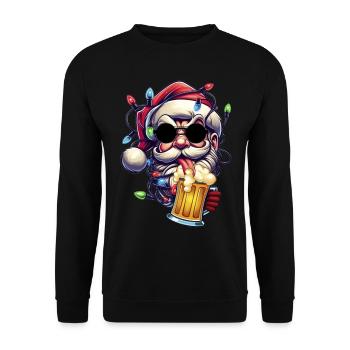 Weihnachtsmann lecker Bierchen Prost Bier - Unisex Pullover - Schwarz - Vorne - Alina (178cm) & Michal (187cm)