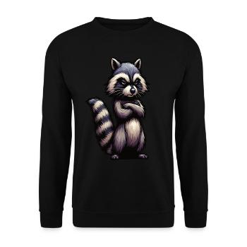 raccoon raccoons forest animal funny raccoon - Unisex Sweatshirt - black - Front - Alina (178cm) & Michal (187cm)