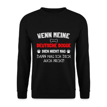 Hund Deutsche Dogge - Unisex Pullover - Schwarz - Vorne - Alina (178cm) & Michal (187cm)