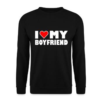 love my I heart my boyfriend - Sweat-shirt Unisexe - noir - Devant - Alina (178cm) & Michal (187cm)