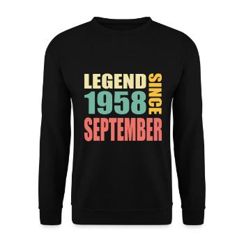 65th Birthday September Vintage 1958 Vintage - Unisex Sweatshirt - black - Front - Alina (178cm) & Michal (187cm)