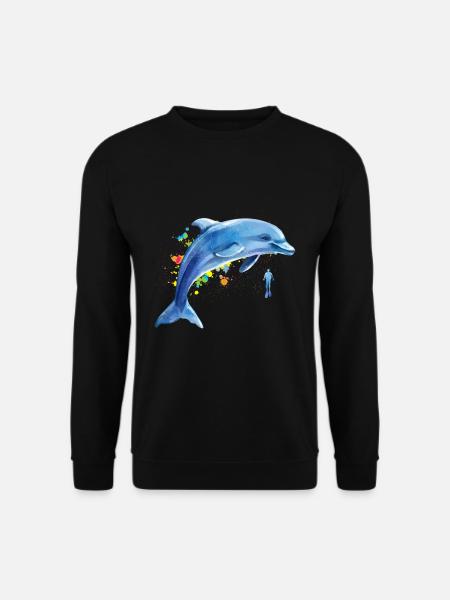 Delfin Taucher Wale Tümmler Delphin - Unisex Pullover - Schwarz