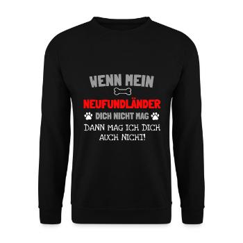 Lustige Neufundländer Geschenkidee - Unisex Pullover - Schwarz - Vorne - Alina (178cm) & Michal (187cm)